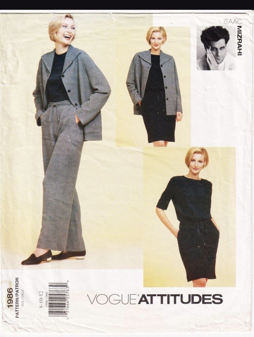 Vogue 80's Attitudes Sewing Pattern Issac Mizrahi Jacket Pants Dress Plus Size